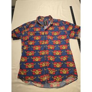 Super Massive Button Down Shirt Mens Large Blue King Kong Graphic Print